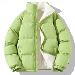 Men's Puffer Jacket Quilted Jacket Padded Jacket Pocket Polyster Fleece lined Daily Wear Date Vacation Regular Fashion Casual Comfortable Thermal Warm Fall & Winter Solid / Plain Color Black Green