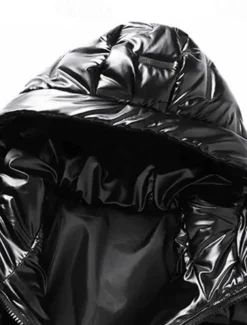 Men's Puffer Jacket Quilted Jacket Hoodie Jacket Cardigan Slim Fit Casual Daily Regular Casual Daily Trendy Waterproof Windproof Warm Fall Winter Solid Color Silver Black Puffer Jacket