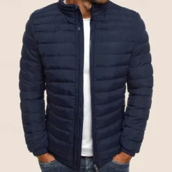 Men's Puffer Jacket Transition Jacket Outdoor Classic Spring & Fall Polyester Windproof Lightweight Solid Color Light Blue Navy Big red Grass Green Vest
