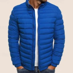 Men's Puffer Jacket Transition Jacket Outdoor Classic Spring & Fall Polyester Windproof Lightweight Solid Color Light Blue Navy Big red Grass Green Vest