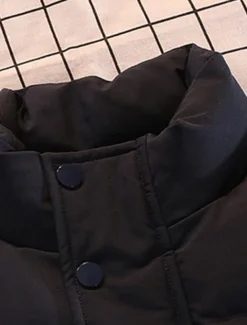 Men's Puffer Vest Daily Casual Spring & Fall Pocket Polyester Comfortable Solid Color Zipper Stand Collar Black White Blue Vest