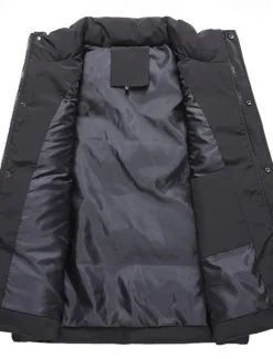 Men's Puffer Vest Daily Casual Fall & Winter Pocket Polyester Comfortable Plain Zipper Stand Collar Black Pink Blue Khaki Vest