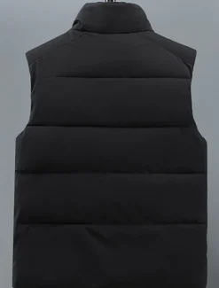 Men's Puffer Vest Daily Casual Spring & Fall Pocket Polyester Comfortable Solid Color Pullover Regular Fit Black Gray Vest