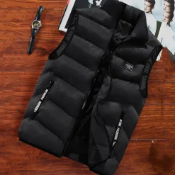 Men's Puffer Vest Daily Wear Vacation Going out Fashion Basic Spring & Fall Zipper Polyester Comfortable Plain Zipper Stand Collar Regular Fit Dark Yellow Deep Green Wine Black Vest