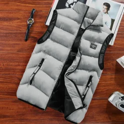 Men's Puffer Vest Daily Wear Vacation Going out Fashion Basic Spring & Fall Zipper Polyester Comfortable Plain Zipper Stand Collar Regular Fit Dark Yellow Deep Green Wine Black Vest