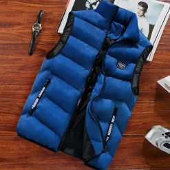 Men's Puffer Vest Daily Wear Vacation Going out Fashion Basic Spring & Fall Zipper Polyester Comfortable Plain Zipper Stand Collar Regular Fit Dark Yellow Deep Green Wine Black Vest