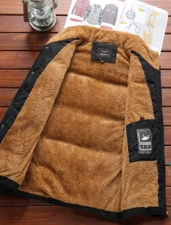 Men's Puffer Vest Fleece Vest Gilet Daily Date Vacation Fashion Casual Fall & Winter Pocket Polyester Warm Comfortable Solid Color Hidden Buttoned Front Stand Collar Regular Fit Black Blue Army Green