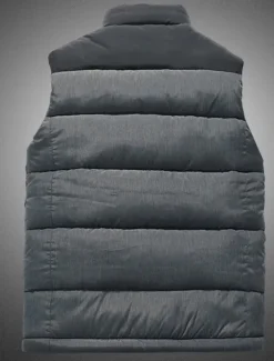 Men's Puffer Vest Gilet Quilted Vest Daily Date Vacation Fashion Casual Fall & Winter Zipper Pocket Polyester Warm Comfortable Color Block Zipper Stand Collar Regular Fit Orange Light Grey Dark Gray