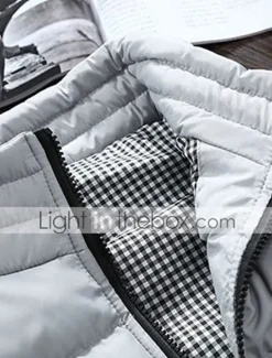 Men's Puffer Vest Vest Gilet Daily Date Vacation Fashion Casual Fall & Winter Pocket Polyester Warm Comfortable Plain Quilted Zipper Stand Collar Regular Fit Black White Red Burgundy Vest