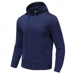 Men's Pullover Hoodie Sweatshirt Long Sleeve Hooded Top Outdoor Thermal Warm Fleece Lining Workout Soft Winter Polyester Dark Grey Black White Gym Climbing Camping / Hiking / Caving