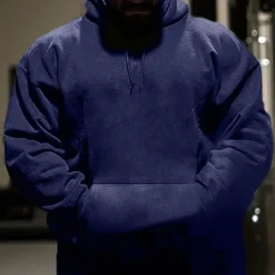 Men's Pullover Hoodie Sweatshirt Long Sleeve Hooded Top Outdoor Thermal Warm Fleece Lining Workout Soft Winter Polyester Dark Grey Black White Gym Climbing Camping / Hiking / Caving