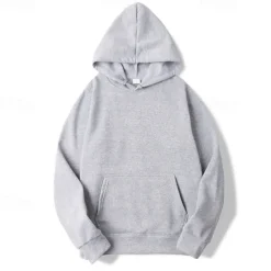 Men's Pullover Hoodie Sweatshirt Long Sleeve Hooded Top Outdoor Thermal Warm Fleece Lining Workout Soft Winter Polyester Dark Grey Black White Gym Climbing Camping / Hiking / Caving