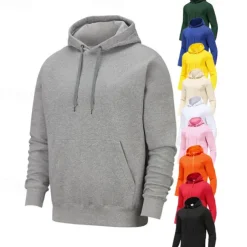 Men's Pullover Hoodie Sweatshirt Long Sleeve Hooded Top Outdoor Thermal Warm Fleece Lining Workout Soft Winter Polyester Dark Grey Black White Gym Climbing Camping / Hiking / Caving