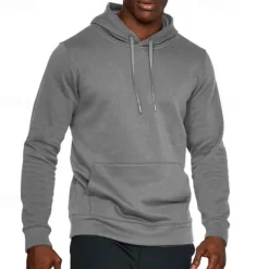 Men's Pullover Hoodie Sweatshirt Long Sleeve Hooded Top Outdoor Thermal Warm Fleece Lining Workout Soft Winter Polyester Dark Grey Black White Gym Climbing Camping / Hiking / Caving