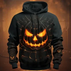 Men's Pumpkin Graphic Prints Hoodie Hoodies Sweatshirt Daily Classic Long Sleeve Hooded Halloween Holiday Going out #1 #2 Print Spring & Fall Designer