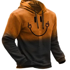 Men's Pumpkin Graphic Prints Hoodie Hoodies Waffle Hoodie Daily Classic Long Sleeve Hooded Halloween Holiday Going out Black Yellow Print Spring & Fall Designer