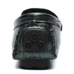 Men's Purple Crocodile Pattern Faux Leather Loafers - Slip-On Shoes with Metal Buckle Detail, Luxury Style for Formal Events and Casual Wear