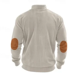 Men's Quarter Zip Polo Golf Shirt Daily Holiday Quarter Zip Long Sleeve Fashion Modern Color Block Patchwork Spring & Fall Regular Fit Navy Blue Light Grey Army Green Apricot Quarter Zip Polo