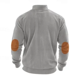 Men's Quarter Zip Polo Golf Shirt Daily Holiday Quarter Zip Long Sleeve Fashion Modern Color Block Patchwork Spring & Fall Regular Fit Navy Blue Light Grey Army Green Apricot Quarter Zip Polo