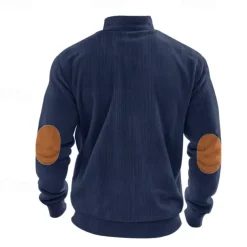 Men's Quarter Zip Polo Golf Shirt Daily Holiday Quarter Zip Long Sleeve Fashion Modern Color Block Patchwork Spring & Fall Regular Fit Navy Blue Light Grey Army Green Apricot Quarter Zip Polo