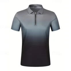 Men's Quarter Zip Polo Golf Shirt Daily Holiday Quarter Zip Short Sleeve Fashion Basic Gradual Spring & Summer Regular Fit Blue Blue Black Gray Quarter Zip Polo