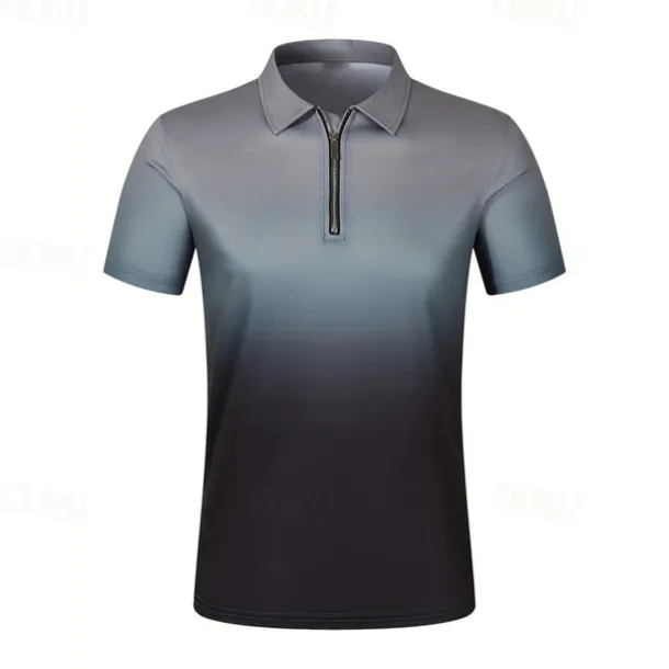 Men's Quarter Zip Polo Golf Shirt Daily Holiday Quarter Zip Short Sleeve Fashion Basic Gradual Spring & Summer Regular Fit Blue Blue Black Gray Quarter Zip Polo