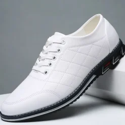 Men's Quilted Blue Faux Leather Sneakers - Stylish Lace-Up Casual Shoes with Durable Sole for Daily Wear and Outdoor Activities