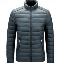 Men's Quilted Jacket Puffer Jacket Puffer Winter Jacket Winter Outdoor Insulated Packable Lightweight Outerwear Lightweight Puffer Jacket Puffy Coat Full Zip Fishing Climbing Camping / Hiking / Caving