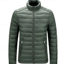 Men's Quilted Jacket Puffer Jacket Puffer Winter Jacket Winter Outdoor Insulated Packable Lightweight Outerwear Lightweight Puffer Jacket Puffy Coat Full Zip Fishing Climbing Camping / Hiking / Caving