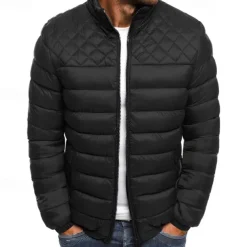 Men's Quilted Jacket Puffer Jacket Puffer Winter Jacket Winter Outdoor Insulated Packable Lightweight Outerwear Windbreaker Jacket Lightweight Puffer Jacket Full Zip Traveling Black Red Navy Blue