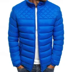 Men's Quilted Jacket Puffer Jacket Puffer Winter Jacket Winter Outdoor Insulated Packable Lightweight Outerwear Windbreaker Jacket Lightweight Puffer Jacket Full Zip Traveling Black Red Navy Blue