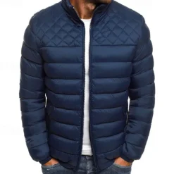 Men's Quilted Jacket Puffer Jacket Puffer Winter Jacket Winter Outdoor Insulated Packable Lightweight Outerwear Windbreaker Jacket Lightweight Puffer Jacket Full Zip Traveling Black Red Navy Blue