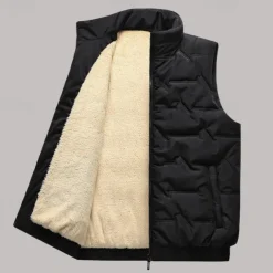 Men's Quilted Vest Daily Casual Fall & Winter Pocket Polyester Comfortable Solid Color Zipper Stand Collar Regular Fit Black Red Green Beige Vest