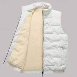 Men's Quilted Vest Daily Casual Fall & Winter Pocket Polyester Comfortable Solid Color Zipper Stand Collar Regular Fit Black Red Green Beige Vest