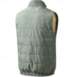 Men's Quilted Vest Daily Casual Fall & Winter Pocket Polyester Comfortable Solid Color Zipper Stand Collar Regular Fit Black Red Green Beige Vest