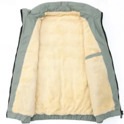 Men's Quilted Vest Daily Casual Fall & Winter Pocket Polyester Comfortable Solid Color Zipper Stand Collar Regular Fit Black Red Green Beige Vest