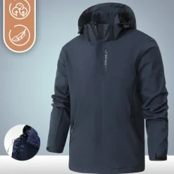 Men's Rain Jacket Outdoor Waterproof Windproof Hiking Outfits Hiking Clothes Spring Autumn / Fall Windbreaker Solid Color Dark Grey Black White