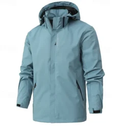 Men's Rain Jacket Outdoor Waterproof Windproof Hiking Outfits Hiking Clothes Spring Autumn / Fall Windbreaker Solid Color Dark Grey Black White