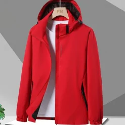 Men's Rain Jacket Outdoor Waterproof Windproof Hiking Outfits Hiking Clothes Spring Autumn / Fall Windbreaker Solid Color Dark Grey Black White