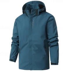Men's Rain Jacket Outdoor Waterproof Windproof Hiking Outfits Hiking Clothes Spring Autumn / Fall Windbreaker Solid Color Dark Grey Black White