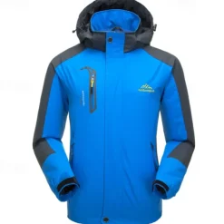 Men's Rain Jacket Outdoor Waterproof Windproof Hiking Outfits Hiking Clothes Spring Autumn / Fall Windbreaker Patchwork Dark Grey Black Yellow