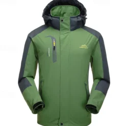 Men's Rain Jacket Outdoor Waterproof Windproof Hiking Outfits Hiking Clothes Spring Autumn / Fall Windbreaker Patchwork Dark Grey Black Yellow