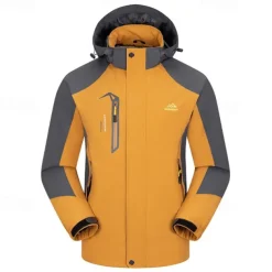 Men's Rain Jacket Outdoor Waterproof Windproof Hiking Outfits Hiking Clothes Spring Autumn / Fall Windbreaker Patchwork Dark Grey Black Yellow