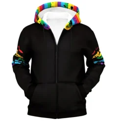 Men's Rainbow Graphic Prints Hoodie Hoodies Sweatshirt Streetwear Designer Long Sleeve Hooded Sports & Outdoor Daily Sports Black Zipper Print Spring & Fall Designer
