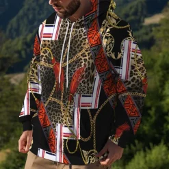 Men's Rainbow Graphic Prints Graffiti Hoodie Hoodies Sweatshirt Streetwear Designer Long Sleeve Hooded Daily Sports Black Red Print Spring & Fall Designer