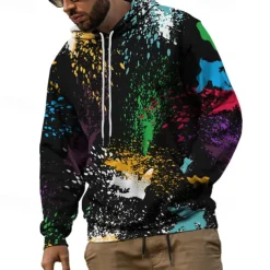 Men's Rainbow Graphic Prints Graffiti Hoodie Hoodies Sweatshirt Streetwear Designer Long Sleeve Hooded Daily Sports Black Red Print Spring & Fall Designer