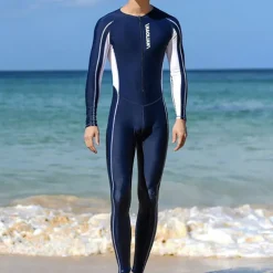 Men's Rash Guard Dive Skin Suit Full Body Swimwear UPF50+ Front Zip Bathing Suit UV Sun Protection Breathable High Elasticity Long Sleeve - Swimming Diving Surfing Snorkeling Patchwork