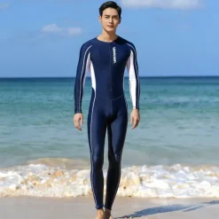 Men's Rash Guard Dive Skin Suit Full Body Swimwear UPF50+ Front Zip Bathing Suit UV Sun Protection Breathable High Elasticity Long Sleeve - Swimming Diving Surfing Snorkeling Patchwork