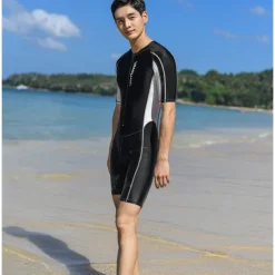 Men's Rash Guard Dive Skin Suit Full Body Swimwear UPF50+ Front Zip Bathing Suit UV Sun Protection Breathable High Elasticity Long Sleeve - Swimming Diving Surfing Snorkeling Patchwork