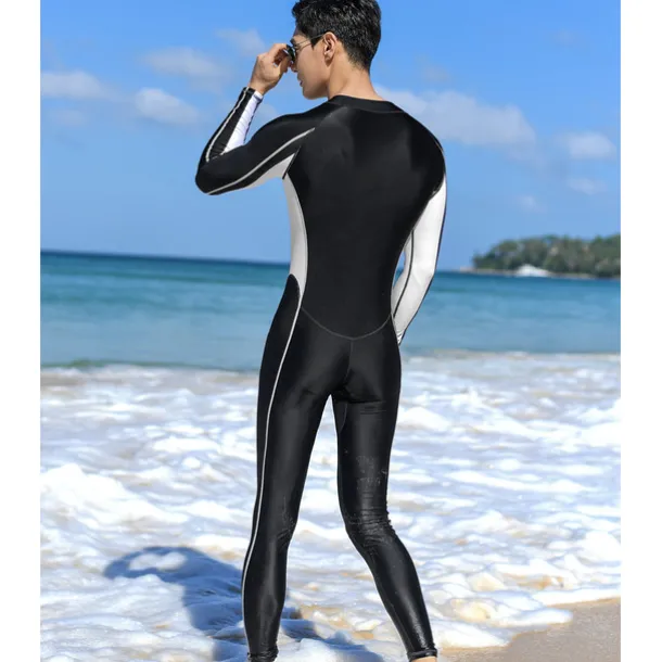 Men's Rash Guard Dive Skin Suit Full Body Swimwear UPF50+ Front Zip Bathing Suit UV Sun Protection Breathable High Elasticity Long Sleeve - Swimming Diving Surfing Snorkeling Patchwork